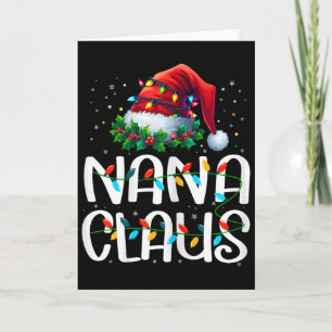 Tarjeta Pijama Familiar de Luces de Navidad de Nana Claus