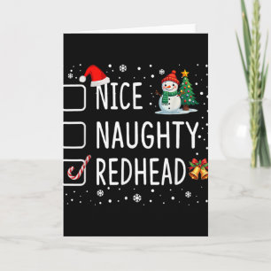 Tarjeta Pijama Navideño Pelirroja Divertido Santa Travieso
