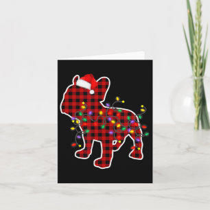 Tarjeta Pijamas de Navidad de perro francés de cuadros fam