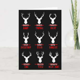 Tarjeta Pijamas divertidos de Navidad de la lista de renos