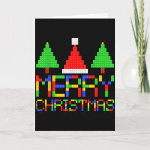 Tarjeta Pijamas Feliz Navidad Bloques Amantes Construcción