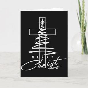 Tarjeta Pijamas Jesus Cruz Cristiana Feliz Navidad Familia