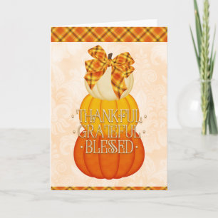 Tarjeta Pila de calabazas agradecidas y benditas