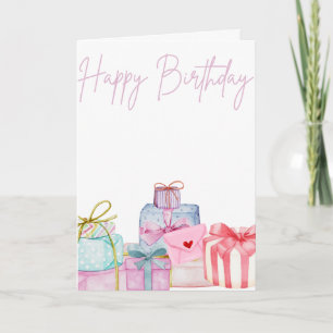 Tarjeta Pila de regalos bellamente ilustrados