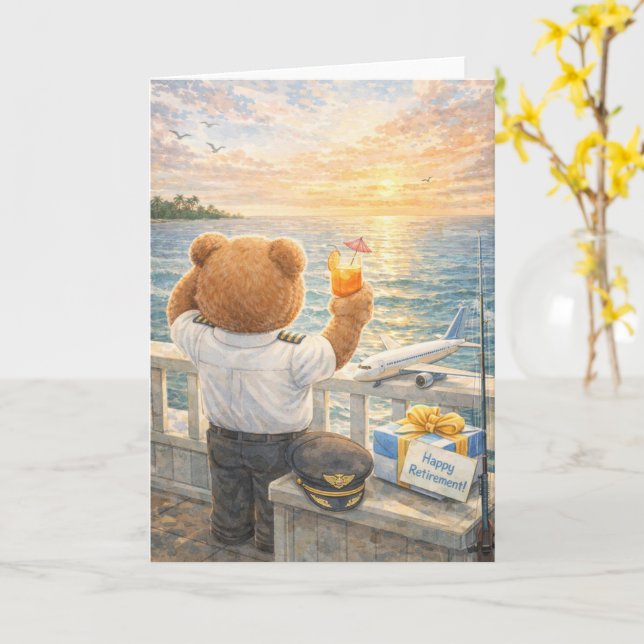 Tarjeta Pilot Retirement looking at the sky  (flor amarilla)