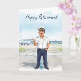 Tarjeta Pilot Retirement with airport background