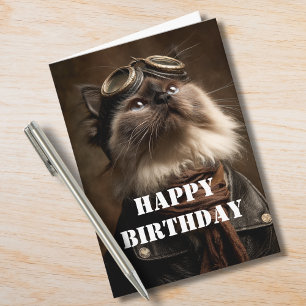 Tarjeta Piloto Aviador Gato Cumpleaños PhotoFunny Aviación