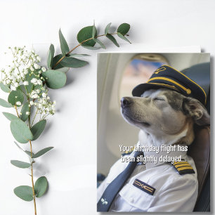 Tarjeta Piloto de aerolínea de cumpleaños Perro Avión Dive