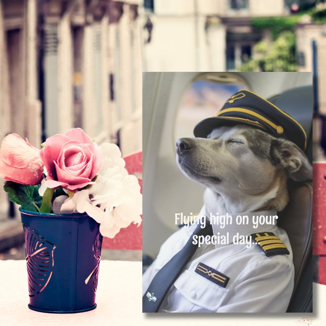 Tarjeta Piloto de Perro y Avión, Cumpleaños Divertido y Ge (Subido por el creador)