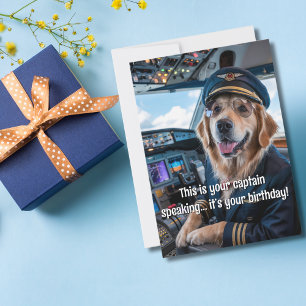 Tarjeta Piloto de Perro y Foto de Avión Cumpleaños Diverti