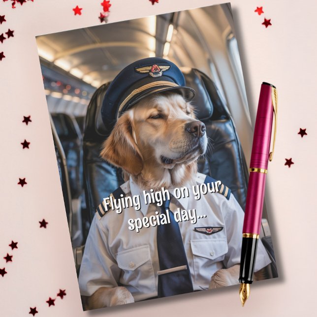 Tarjeta Piloto de perros y avión, cumpleaños de aviación d (Subido por el creador)