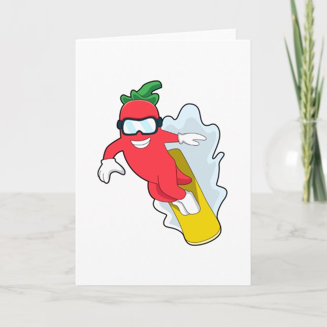 Tarjeta Pimienta en Snowboarding con Snowboard (Anverso)