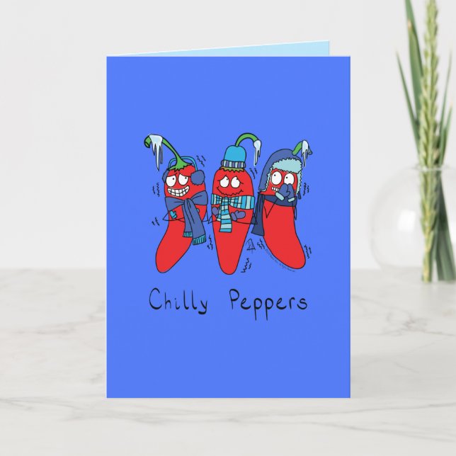 Tarjeta Pimientos chilenos Cute Chilis Winter Greeting Car (Anverso)
