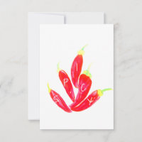 Pimientos de Chile Rojo Pintados a Mano Acuarela