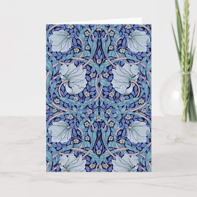 Tarjeta Pimpernel Blue, William Morris (Anverso)
