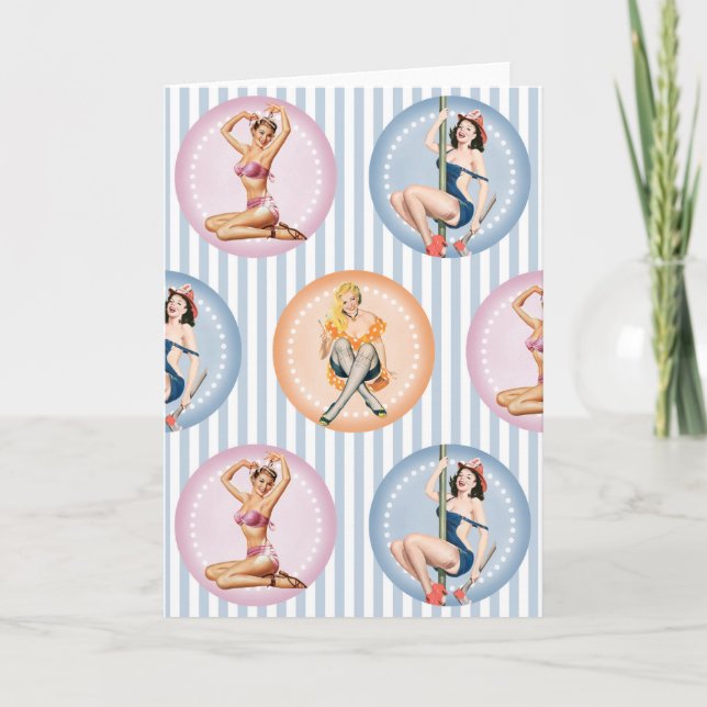 Tarjeta Pin Up Ladies - Modelos Retro Pinups (Anverso)