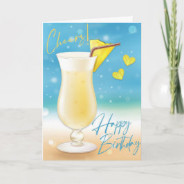 Tarjeta Pina Colada Cheers Happy Birthday Card