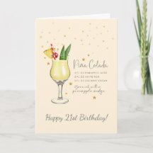 Pina Colada Cocktail 21st Happy Birthday Card