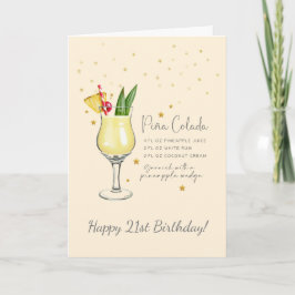 Tarjeta Pina Colada Cocktail 21st Happy Birthday Card