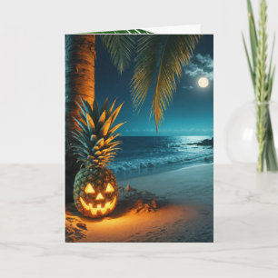 Tarjeta Piña De Halloween En Una Playa