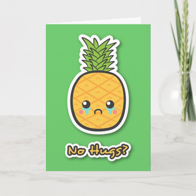 Tarjeta Piña de Kawaii que hace una oferta un adiós triste (Anverso)