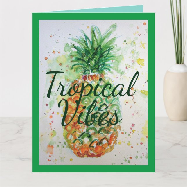 Tarjeta Piña Fruta Comida Vibraciones Tropicales Naranja L (Anverso)