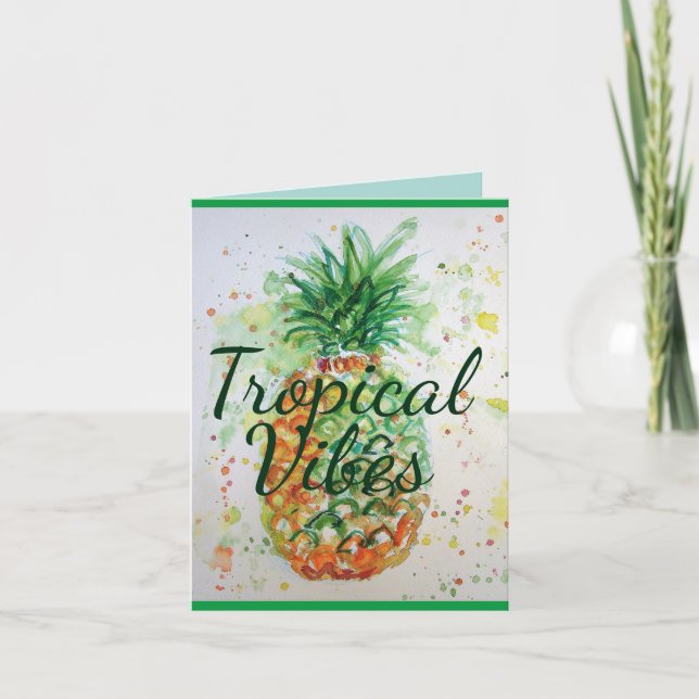 Tarjeta Piña Fruta Comida Vibraciones Tropicales Naranja L (Anverso)