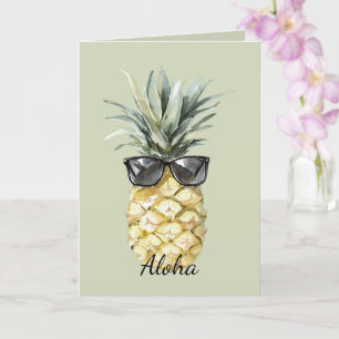 Tarjeta Piña Tropical Aloha con Gafas de Sol