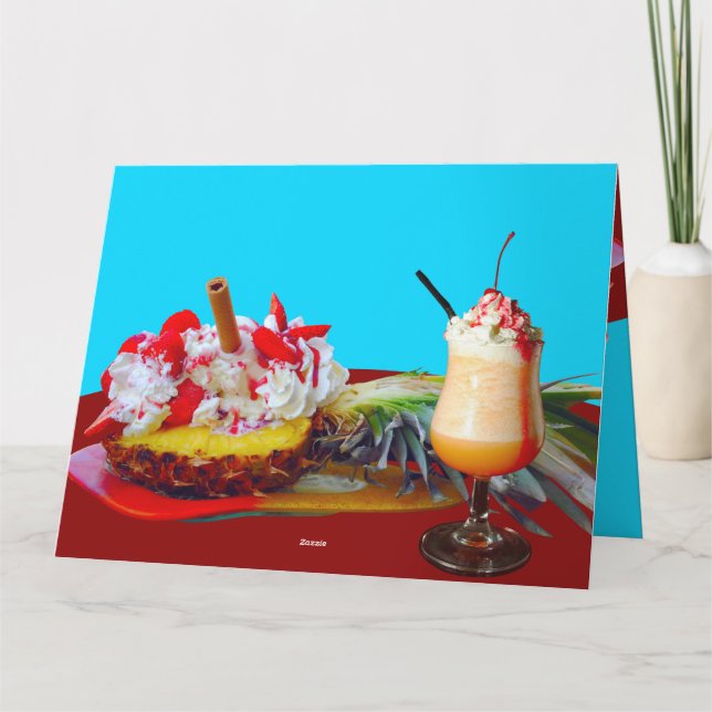 Tarjeta Piña y helado con un batido de fruta (Reverso)