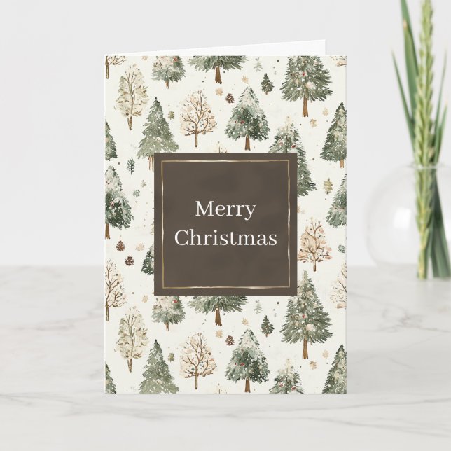 Tarjeta Piñas de Navidad de Pino Verde (Anverso)