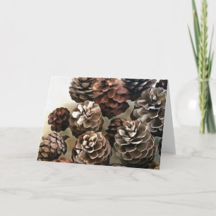 Tarjeta Piñas de Pino Orgánicas Adornos de Navidad Arte