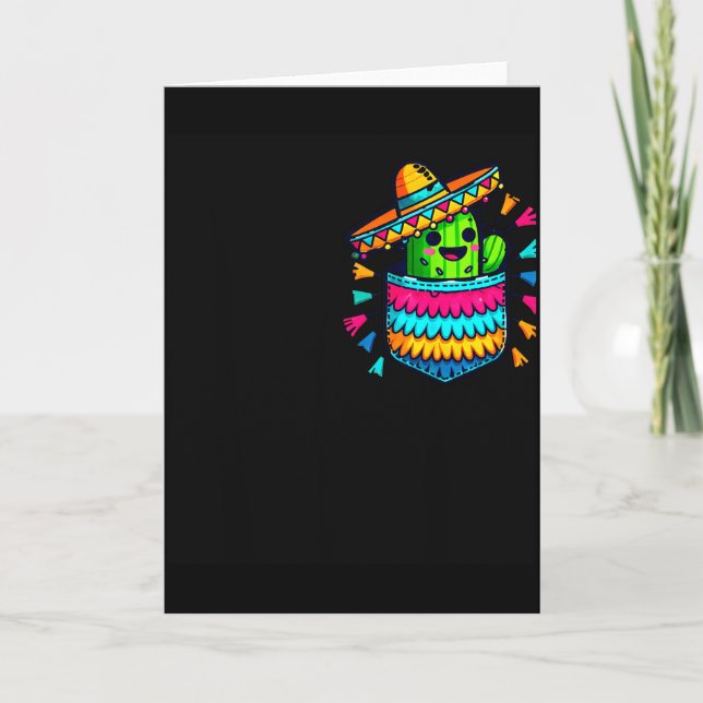 Tarjeta Piñata de Cactus Bolsillo Cinco De Mayo Fiesta Mex (Anverso)