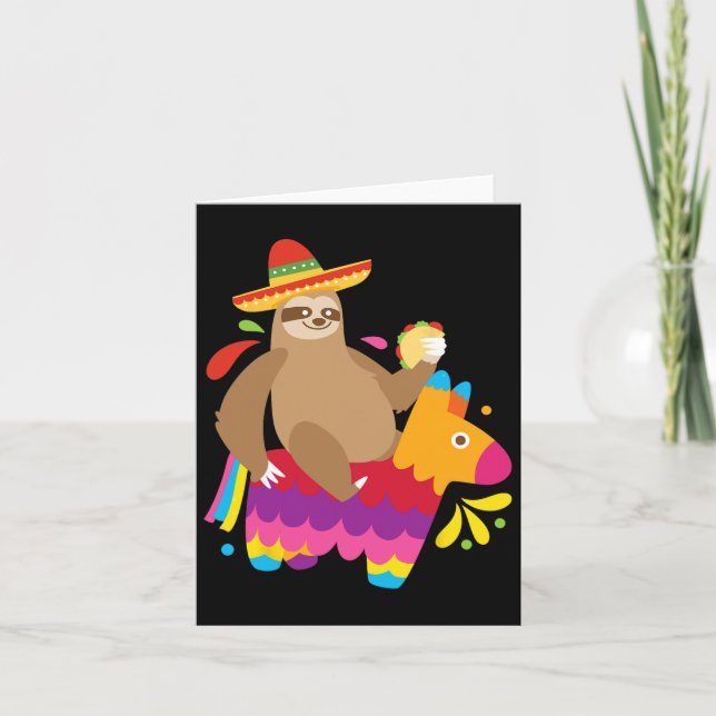 Tarjeta Piñata de Taco de Perezoso Fiesta Mexicana Diverti (Anverso)