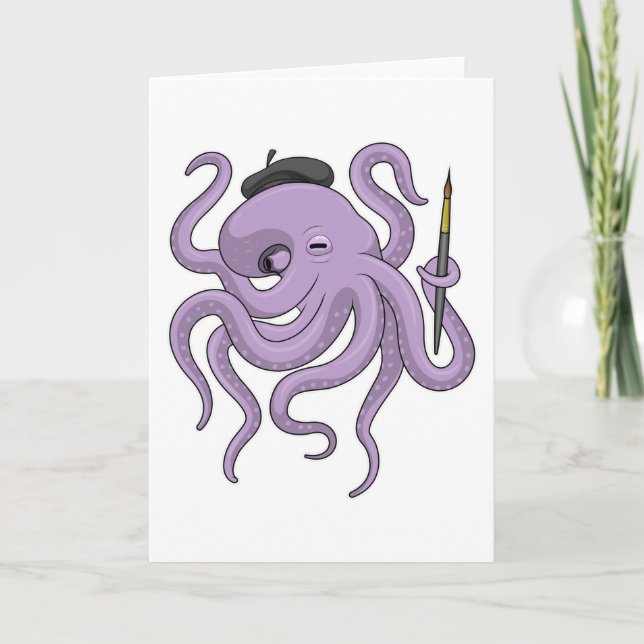Tarjeta Pincel de pintador de pulpo (Anverso)