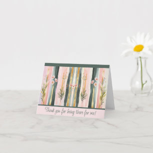 Tarjeta Pinceladas florales en acuarela verde y melocotón