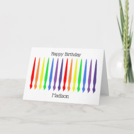 Tarjeta Pinceles, colores arcoiris, feliz cumpleaños