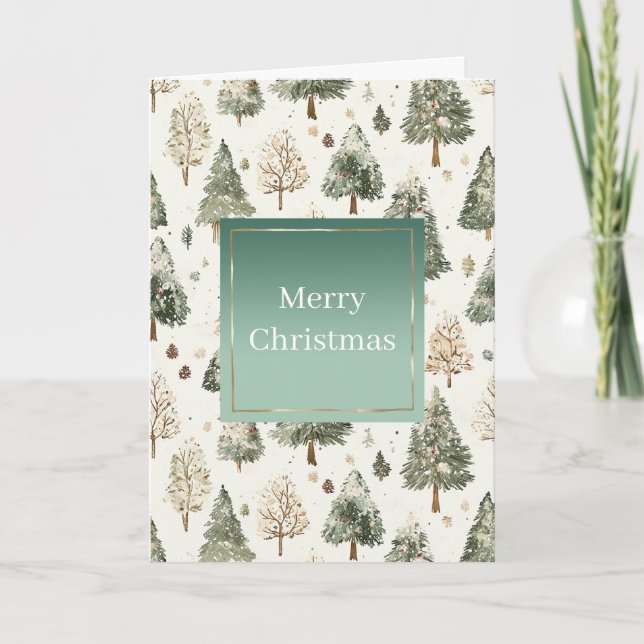 Tarjeta Pine Green Cream Mint Christmas Trees (Anverso)