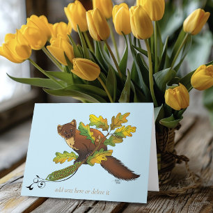 Tarjeta Pine Marten Autumn Leaves