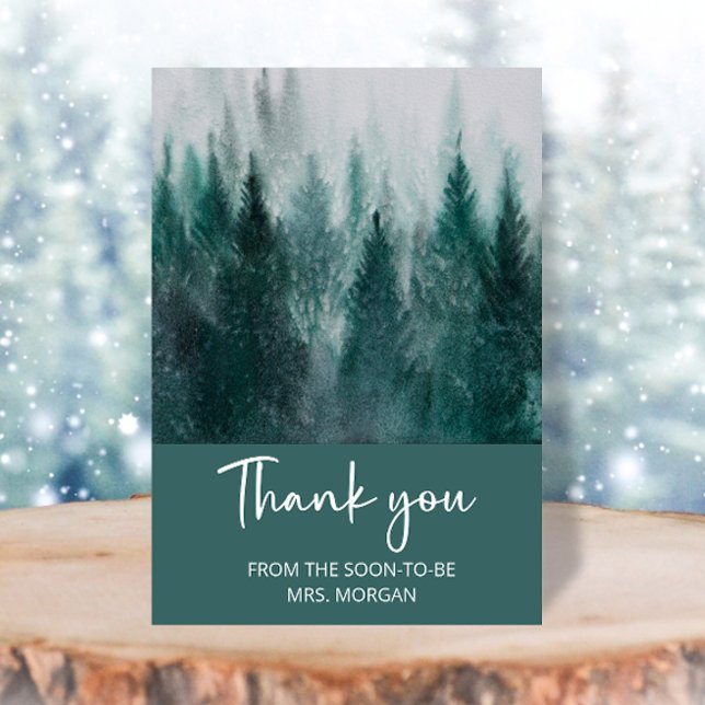 Tarjeta Pine Tree Forest Green Bridal Shower (Subido por el creador)