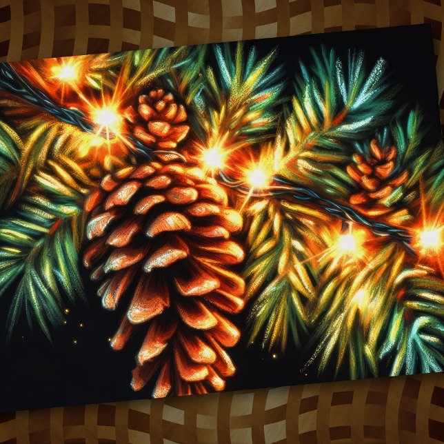 Tarjeta Pinecona de luz de cadena de vacaciones de Navidad (Subido por el creador)
