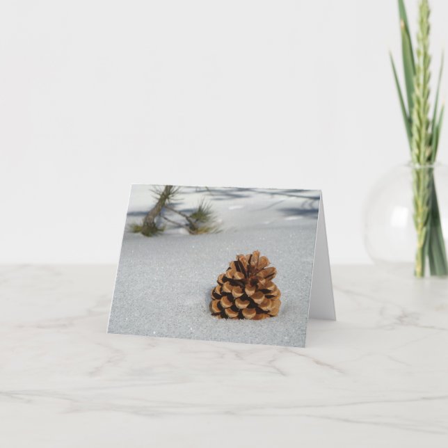 Tarjeta Pinecone en la Nieve Notecard (Anverso)