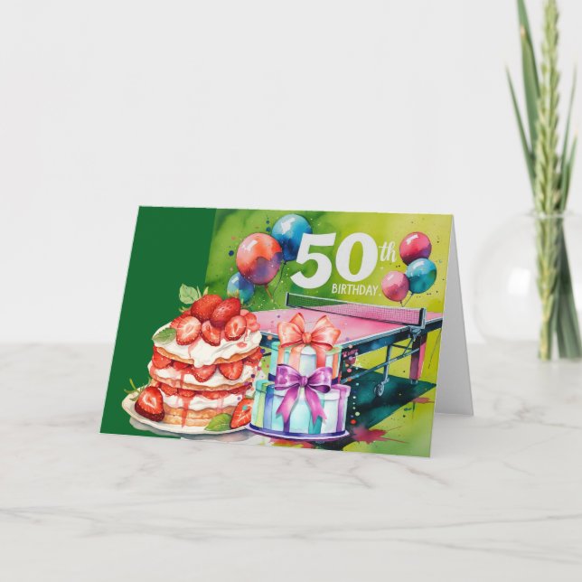 Tarjeta Ping pong 50 cumpleaños (Anverso)