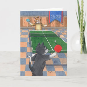 Tarjeta Ping Pong Cats Cumpleaños Bud y Tony Notecard