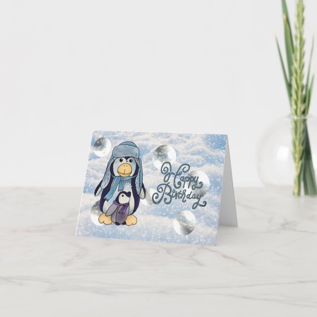 Tarjeta Pinguin mit Kind Karte (Anverso)
