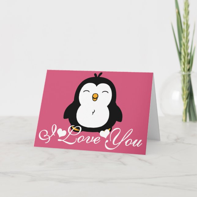 Tarjeta Pingüino Adorable Te Amo (Anverso)