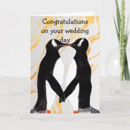Tarjeta Pingüino Amoroso Felicidades en tu día de boda