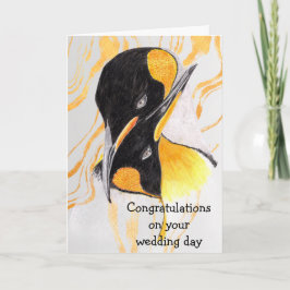 Tarjeta Pingüino Amoroso Felicitaciones en tu día de boda