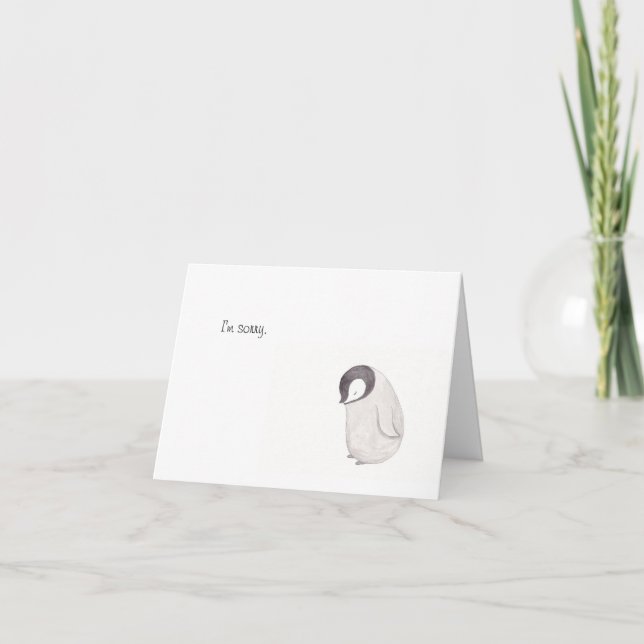 Tarjeta pingüino bastante banal de MiKa Art (Anverso)