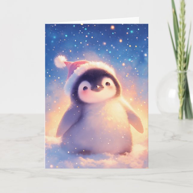 Tarjeta Pingüino Bebé de Navidad (Anverso)