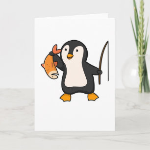 Tarjeta Pingüino como anglopardo con pescado